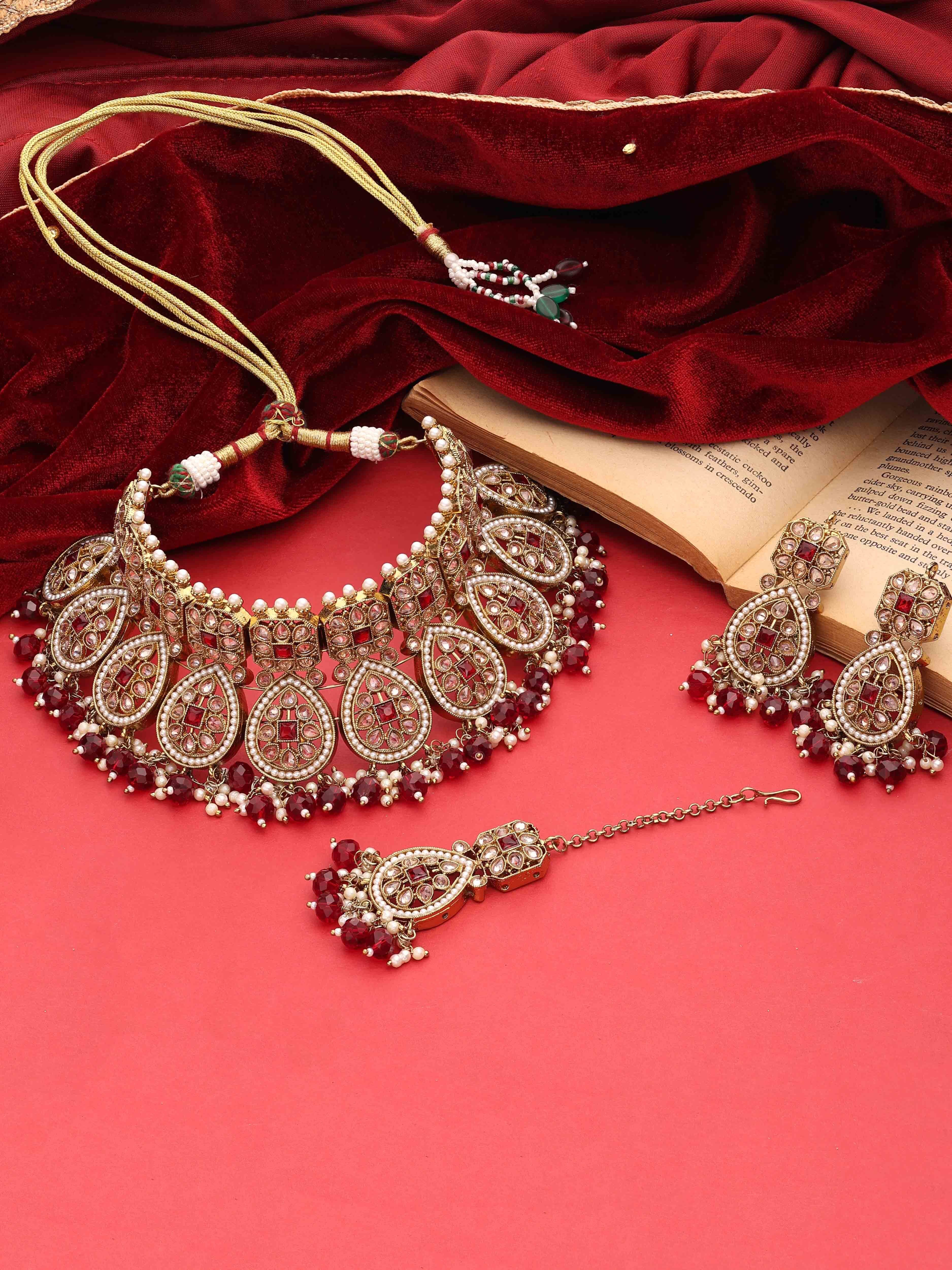 Traditional Wedding Collection | Reverse AD Necklace| Reverse AD Stone| Mehandi Plated |Bridal Necklace set| Choker Necklace set| gift for women