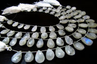 Natural White Rainbow Moonstone Pear Shape7x10 to 8x11mm Strand 8''Long