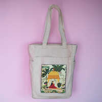 Printed Canvas Tote Bag - High-quality Canvas, Spacious Interior For Daily Essentials , Unique Printed Design With 2 Comfortable Handles