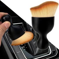 Car Interior Dust Brush - Dense Fine Fiber Wool, 20x10x5 Cm, Black | Lightweight, Non-slip Handle, Soft Bristles, Compact Design, Scratch-free Cleaning