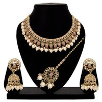 Traditional Reverse Ad Sets | Bridal Necklace Set| Wedding Collection | Choker Necklace Set| Reverse Ad Necklace Set For Women - Color: Lct