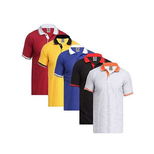 Mens Half Sleeves Collar T-Shirts - Color: Multicolor