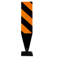 Metallic Tubular Reboundable Post With Hazard Markers - Color: Black