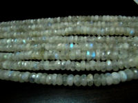 Natural white Rainbow Moonstone Rondelle Faceted Beads 8-9mm Strand 8''long