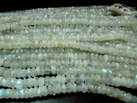 Natural white Rainbow Moonstone Rondelle Faceted Beads 8-9mm Strand 8''long