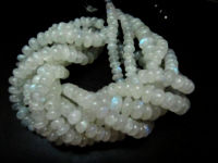 Natural White Rainbow Moonstone Rondelle Plain 7 to 10mm Strand 8''long