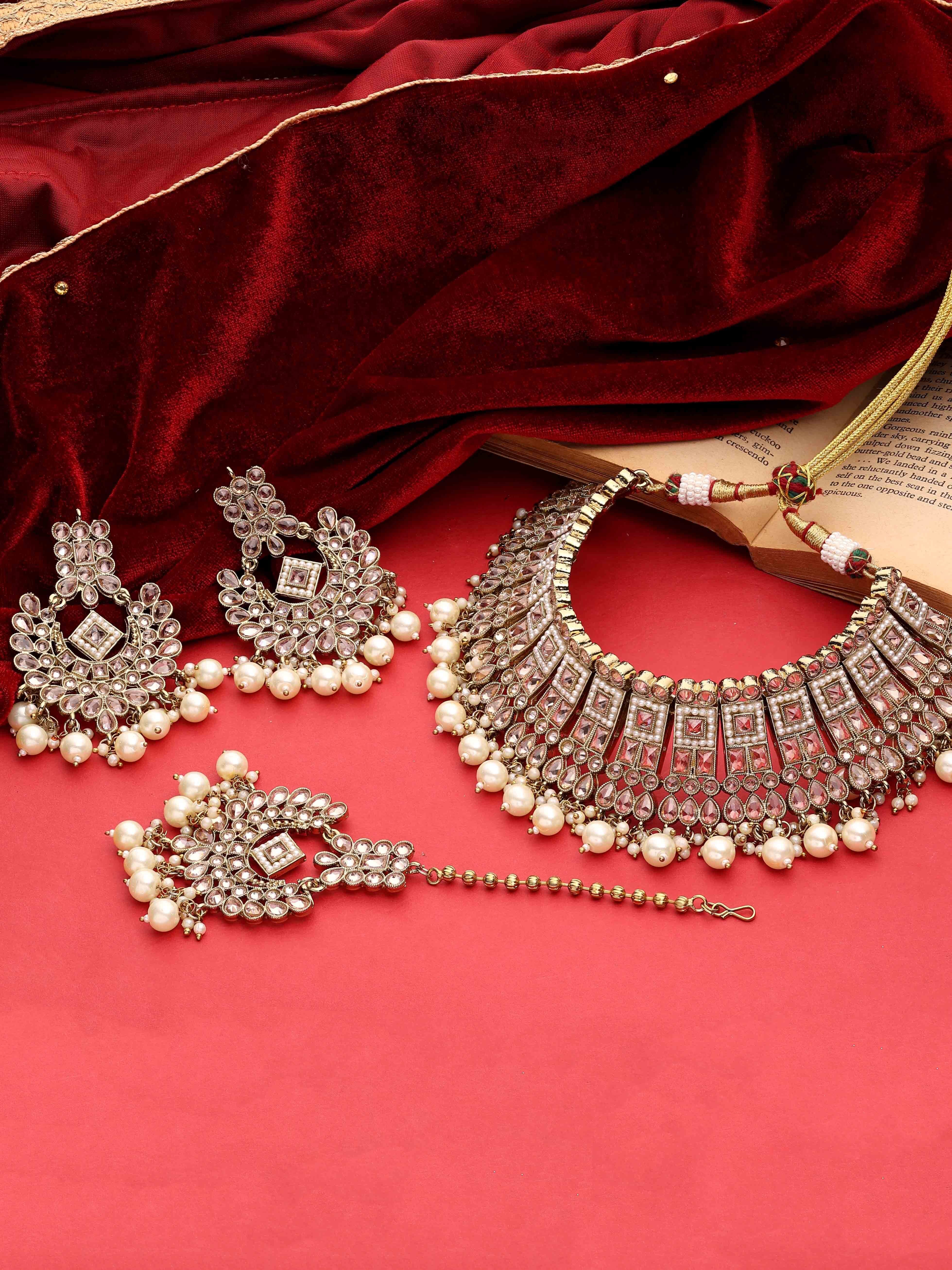 Traditional Wedding Collection| Bridal Jewellery set| Reverse AD Necklace| Mehandi Plated| Reverse AD Stone|gift for women