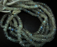 Natural white Rainbow Moonstone Rondelle Faceted7to 8mm Strand 8''long