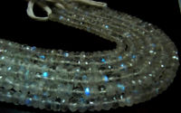 Natural white Rainbow Moonstone Rondelle Faceted7to 8mm Strand 8''long