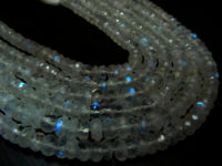 Natural white Rainbow Moonstone Rondelle Faceted7to 8mm Strand 8''long