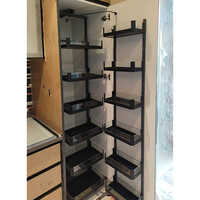 Pull Out Glass Kitchen Pantry - Color: Black