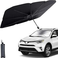 Car Umbrella - Nylon, 147l X 84w Cm, Black | Foldable Design, Uv Protection, Durable Steel Frame, All-weather Use For Most Vehicles