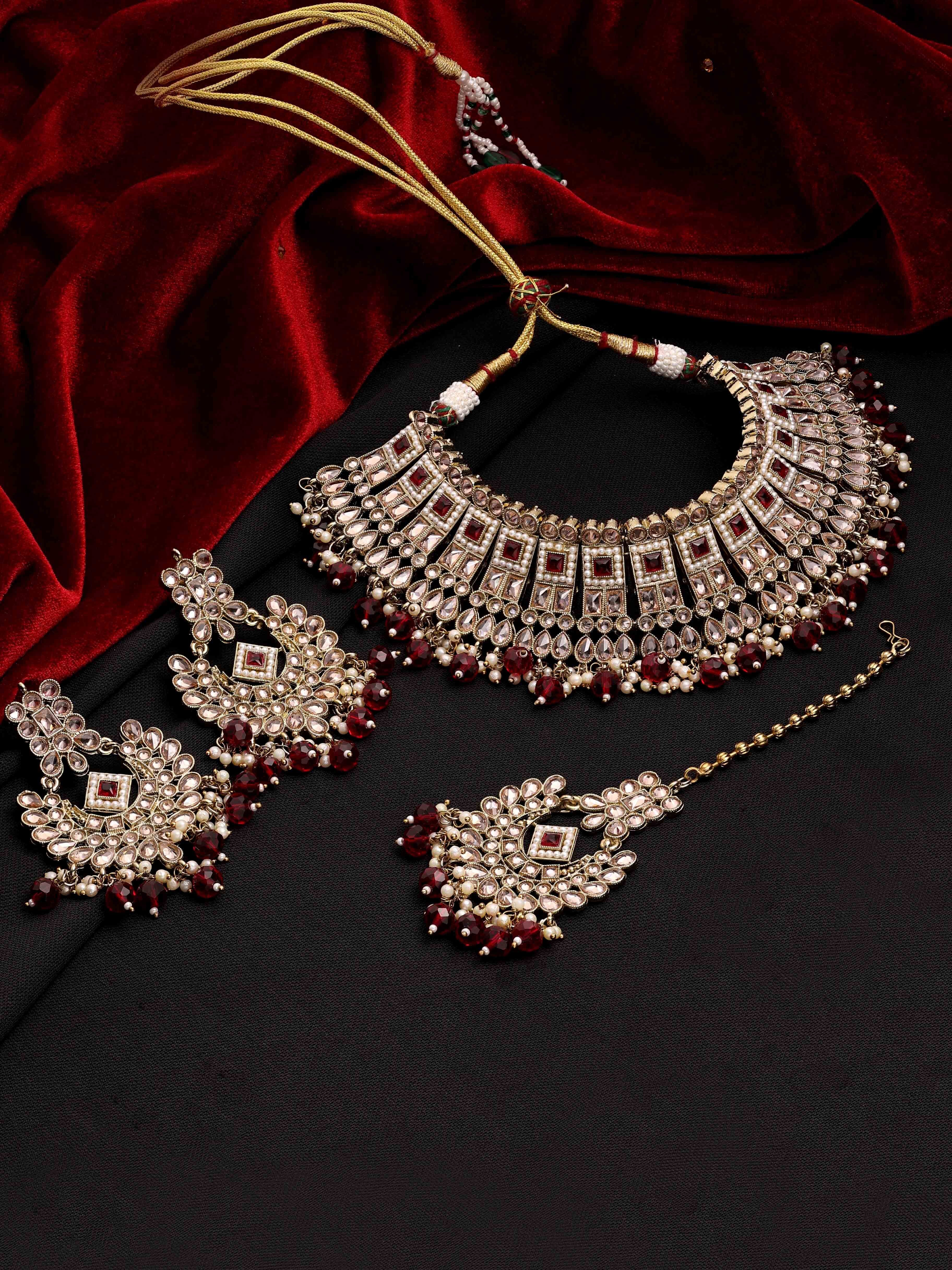 Traditional Wedding Collection |Mehandi Plated |Bridal Necklace set| Choker Necklace set| Reverse AD Stone| gift for women