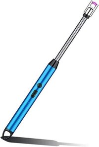 Usb Gas Lighter - Stainless Steel , 12 X 10 X 3 Cm , Multicolor | 360â° Flexible Neck, Windproof Plasma Arc, Rechargeable, Battery Indicator