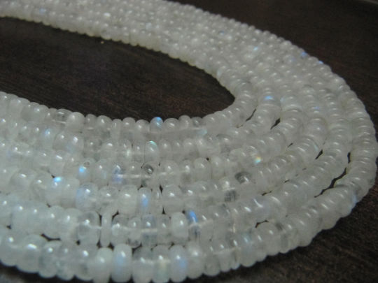 Natural White Rainbow Moonstone Rondelle Plain Beads 6-7mm Strand 13''long