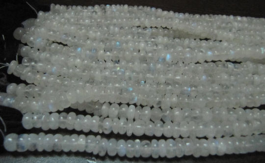 Natural White Rainbow Moonstone Rondelle Plain Beads 6-7mm Strand 13''long