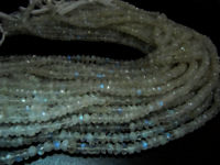 Natural white Rainbow Moonstone Rondelle Faceted Beads 5 to 6mm Strand 8''long