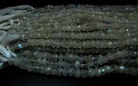 Natural white Rainbow Moonstone Rondelle Faceted Beads 5 to 6mm Strand 8''long