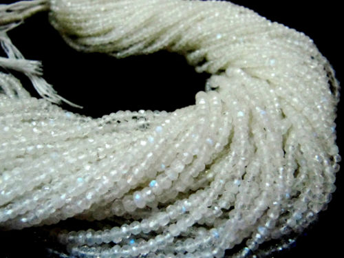 Natural White Rainbow Moonstone Rondelle Faceted Beads 3 to 6mm Strand 13''