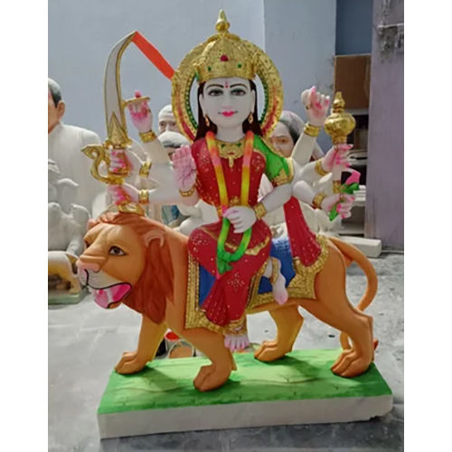 24Inch White Marble Durga Statue - Feature: Washable