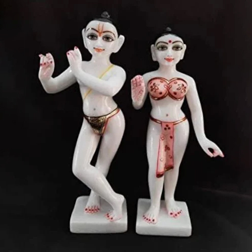 10 inch White Marble Iskon Radha Krishna