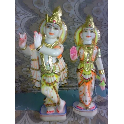 Multicolor Marble Radha Krishna Statue