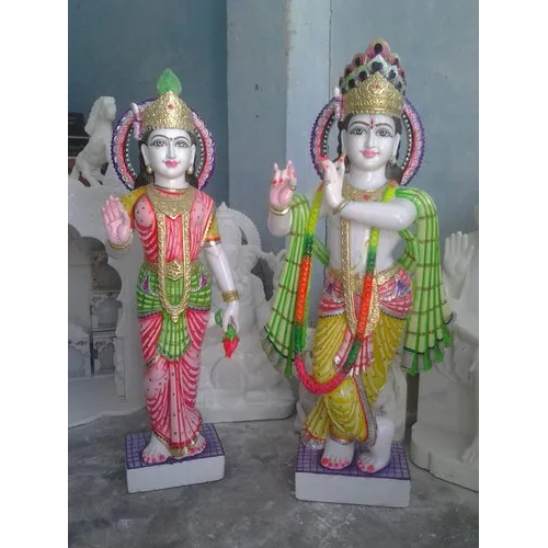 Marble Stonbe Beautifully Crafted Hindu Religious Radha Krishna Statue