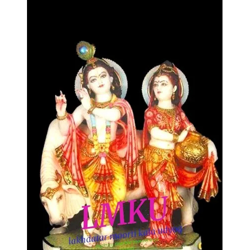 24inch Marble Radha Krishna With Cow Statue