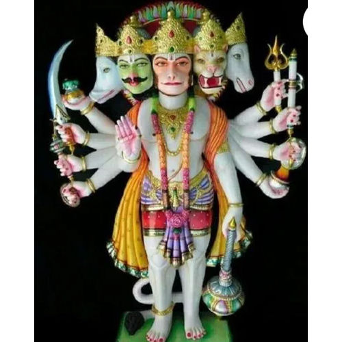 2Feet Marble Panchmukhi Hanuman Statue - Feature: Moisture Proof