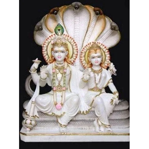 24 inch White Marble Vishnu Lakshmi Statue