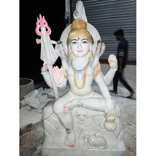 36 Inch White Marble Shiva Statue - Feature: Easy To Clean