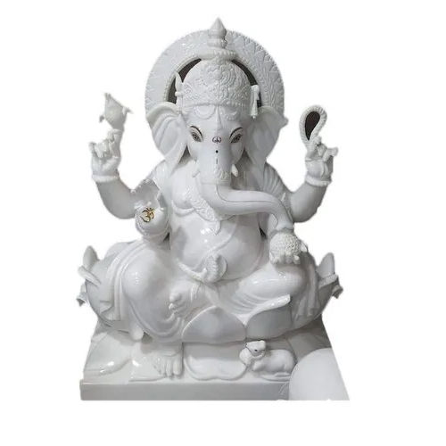 36 Inch Marble Ganesh Statue - Feature: Washable