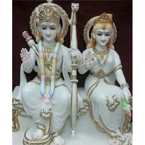 24 inch White Marble Ram Sita Statue