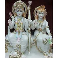 24 Inch White Marble Ram Sita Statue - Feature: Moisture Proof