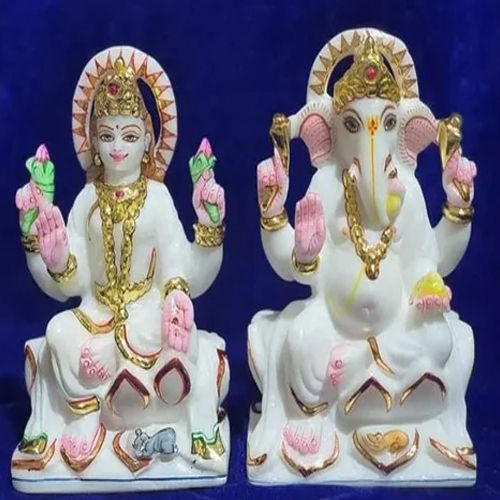 White Marble Laxmi Ganesh Statue - Feature: Easy To Clean