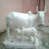 Marble Cow Statue - 24 Inch White Marble Sculpture | Handmade Modern Art Piece For Animal-themed Garden And Park Decoration