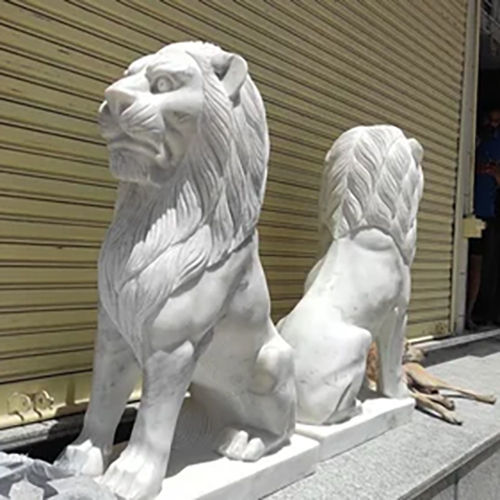 White Marble Lion Statue - Product Type: Sculpture