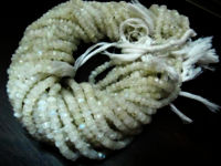 Natural White Rainbow Moonstone Rondelle Faceted Beads 5-6mm Strand 13''long