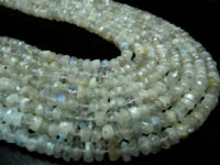 Natural White Rainbow Moonstone Rondelle Faceted Beads 5-6mm Strand 13''long