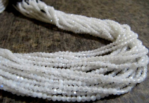 Natural White Rainbow Moonstone 2mm Rondelle faceted Beads Strand 13''