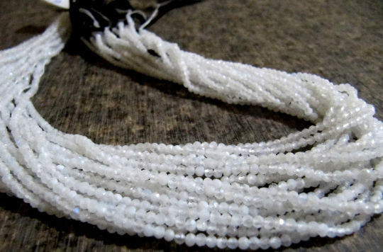 Natural White Rainbow Moonstone 2mm Rondelle faceted Beads Strand 13''