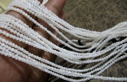 Natural White Rainbow Moonstone 2mm Rondelle faceted Beads Strand 13''