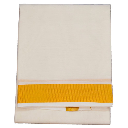 Jari Dhothi and 9x5 Pair - Cotton Fabric, White Color | Plain Pattern for All Seasons: Rainy, Spring, Summer, Winter