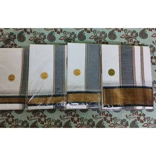 Rich Cotton Mayilkan Dhothi And 9X5 Pair - Color: White