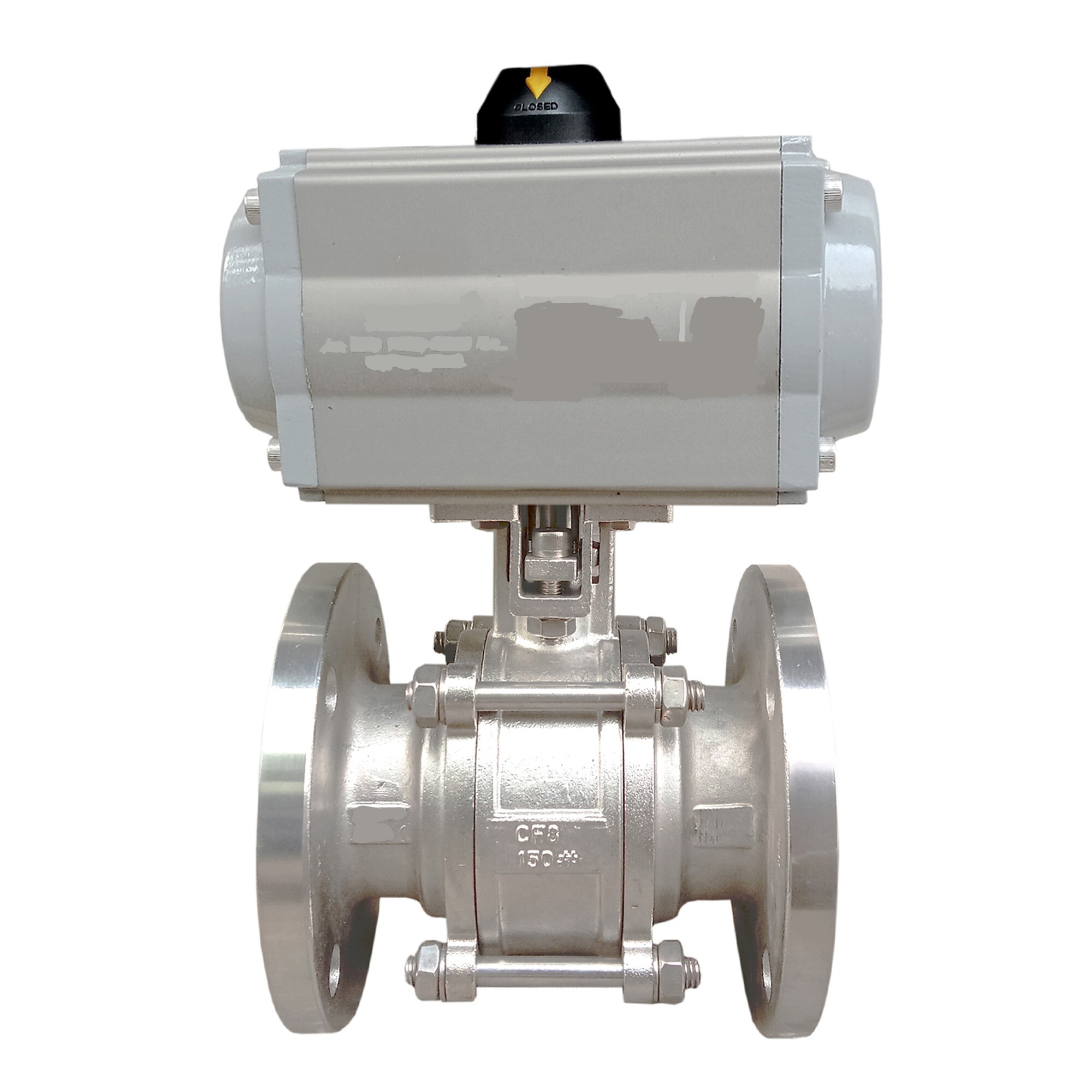 Three piece Pneumatic 2 way ball  valve