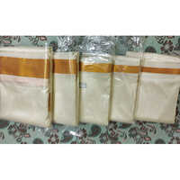 Semi Silk Dhothi 1 By 2inch To 3inch Dhothi And 9x5 Pair - Color: White