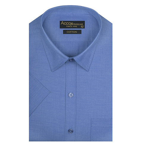 Mens Solid Formal Blue Shirt - Feature: Breathable