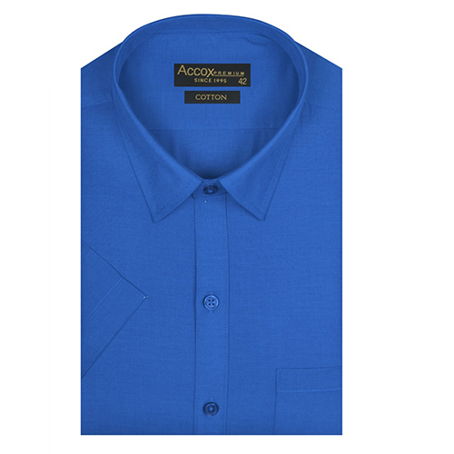 Mens Solid Formal Royal Blue Shirt - Material: Cotton