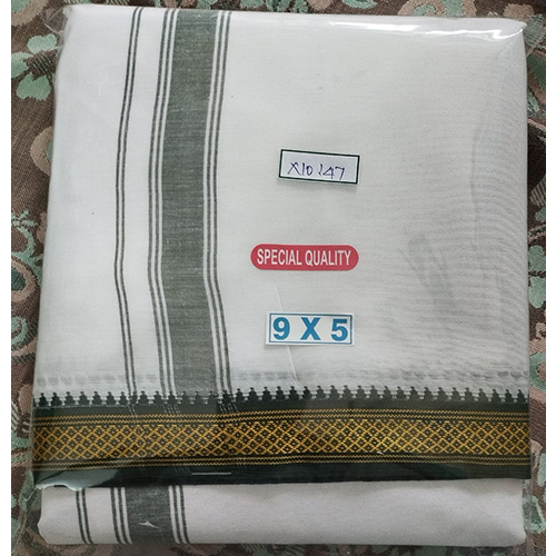 Polyester Bleached Item 4 Mulam 3.60 Mtrs Dhothi - Color: White