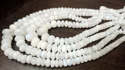 Natural White Rainbow Moonstone Rondelle Plain 6 to 12mm strand 8''